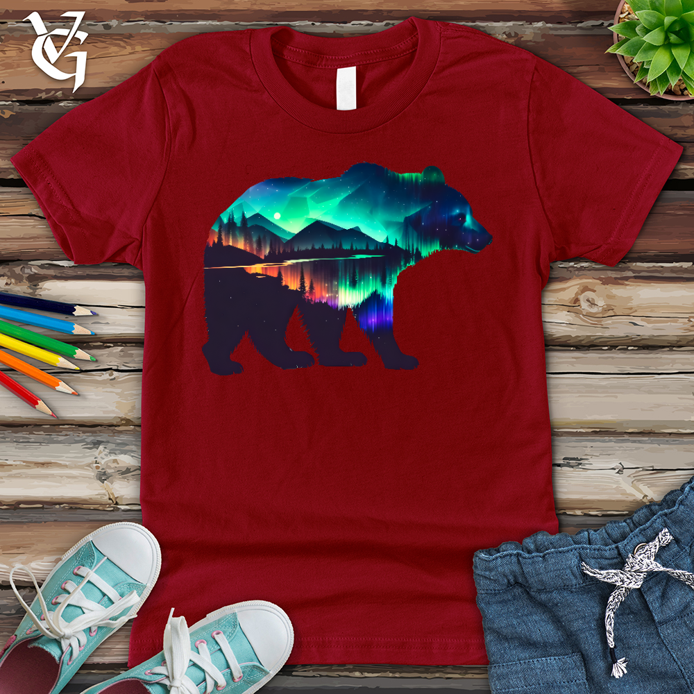 Viking Goods Northern Lights Bear Youth Tee Cardinal / L