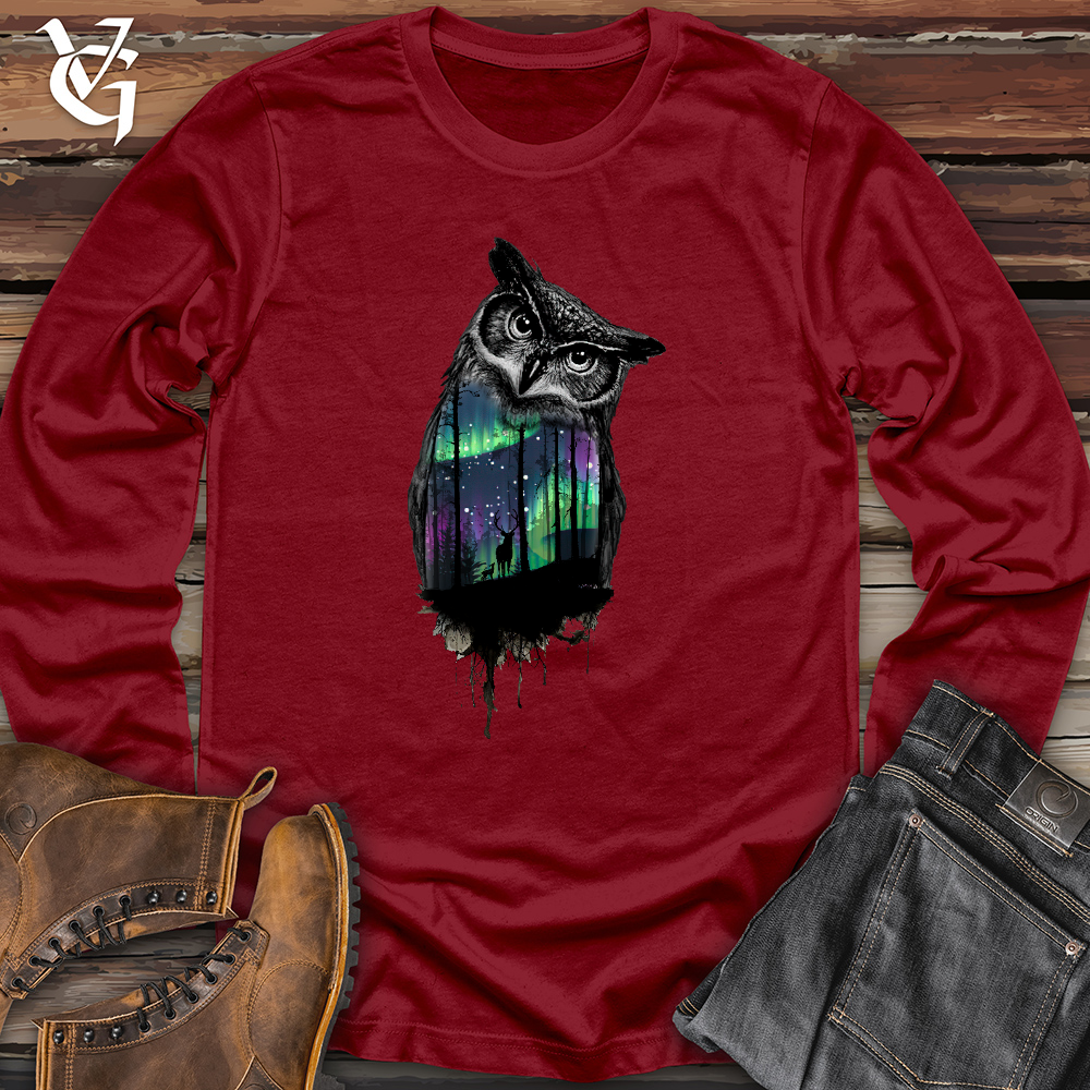 Viking Goods Northern Lights Owl Long Sleeve Cardinal / L