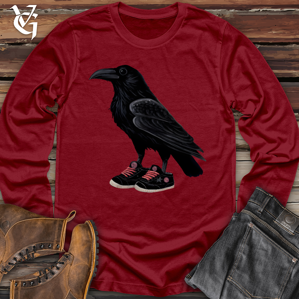 Viking Goods Raven Wearing Sneakers Long Sleeve Cardinal / L