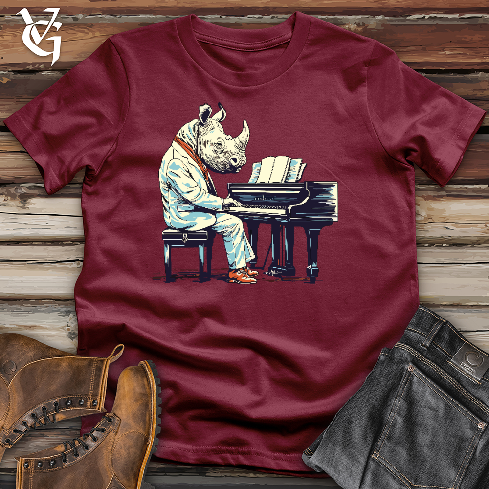 Viking Goods Rhinoceros Playing Piano Cotton Tee Cardinal / L