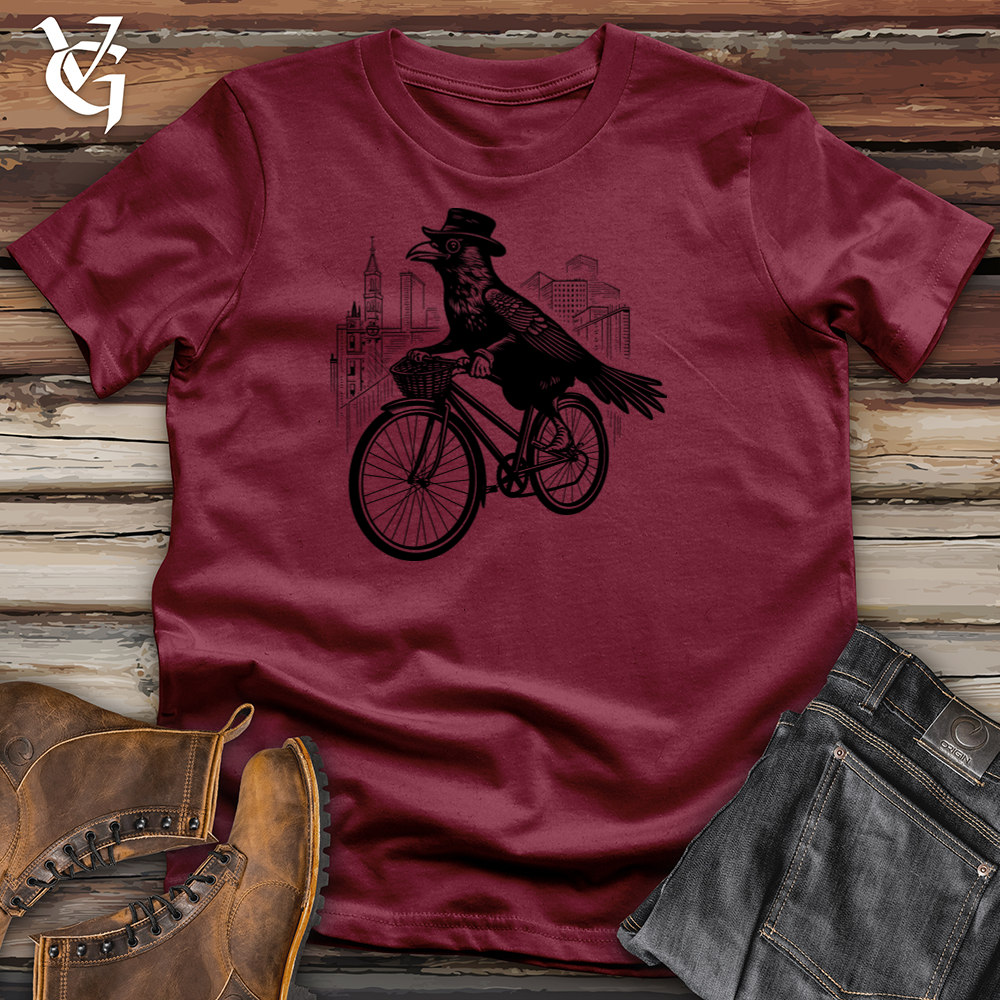 Viking Goods Stylish Raven Pedaler Cotton Tee Cardinal / L