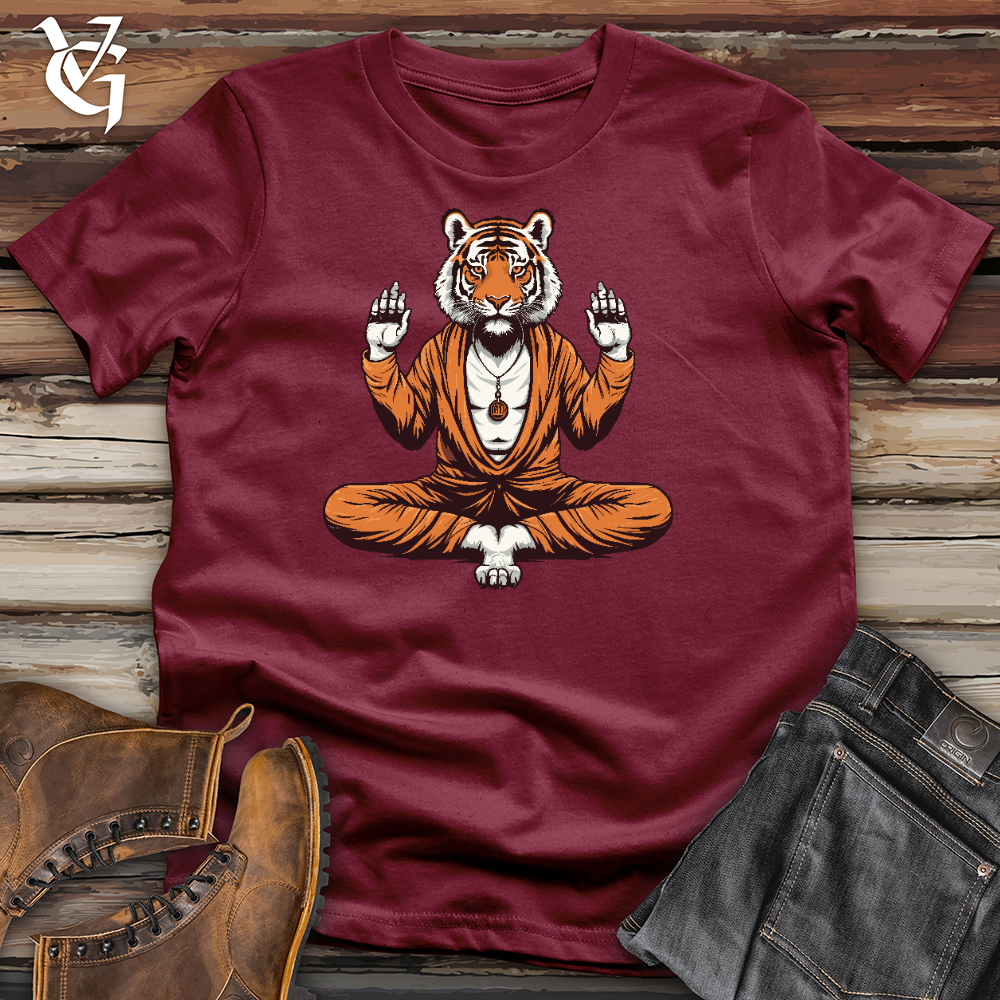 Viking Goods Tiger Doing Yoga Cotton Tee Cardinal / L