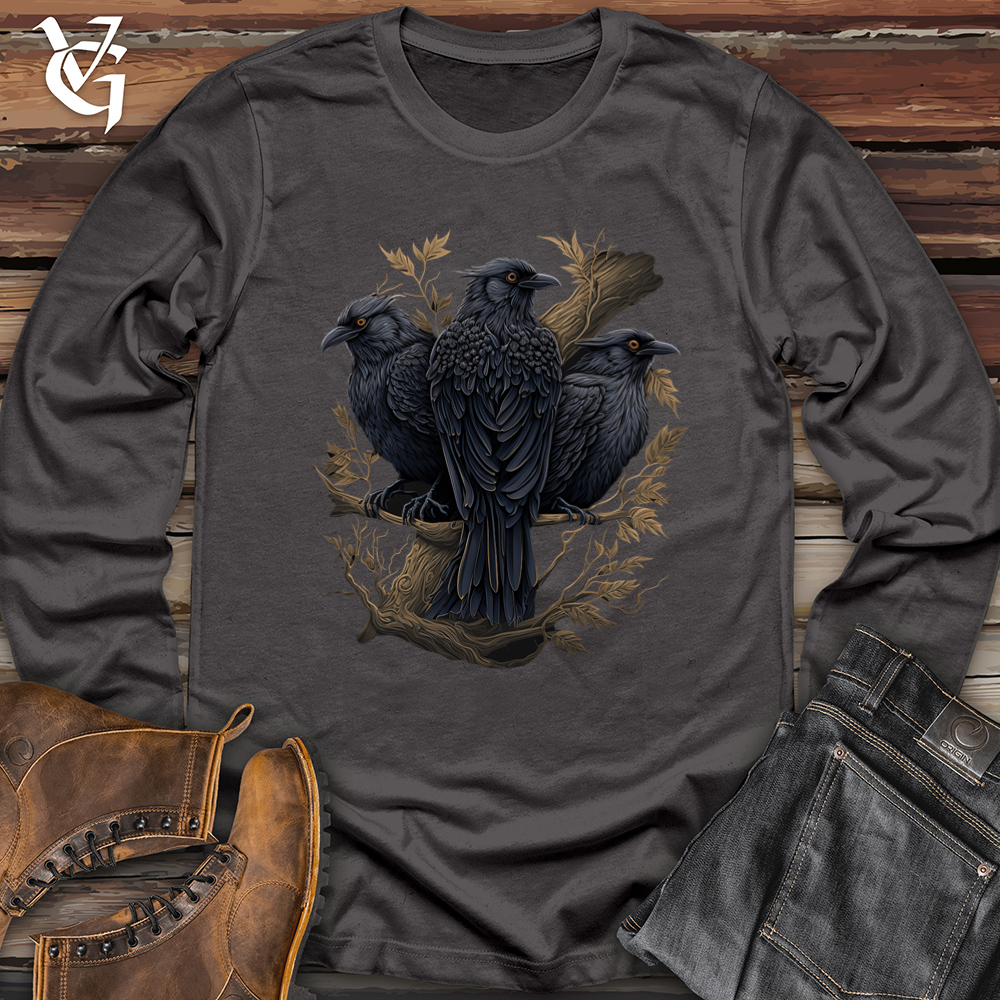 Viking Goods 3 Ravens Softstyle Long Sleeve Charcoal / L