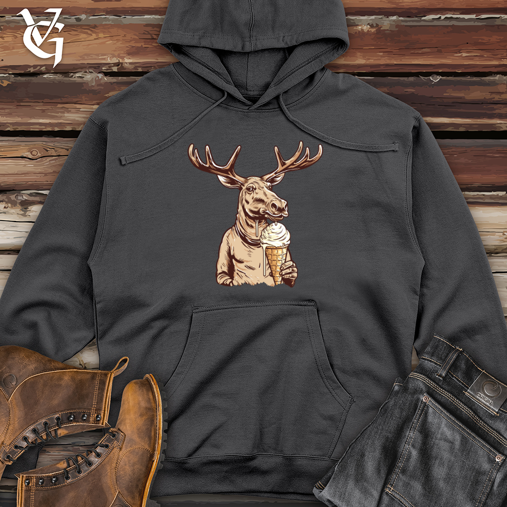 Viking Goods Antlered Ice Cream Balancer Midweight Hooded Sweatshirt Charcoal / L