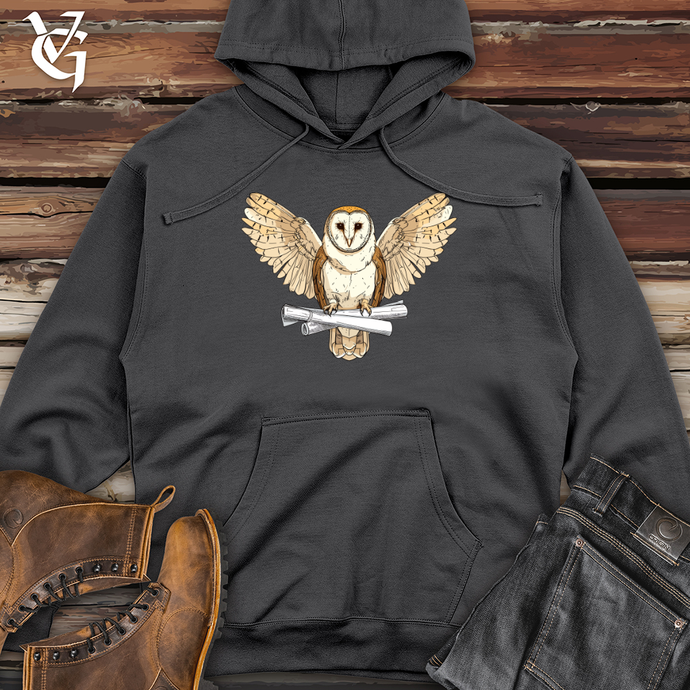 Viking Goods Owl Architect Wisdom Midweight Hooded Sweatshirt Charcoal / L