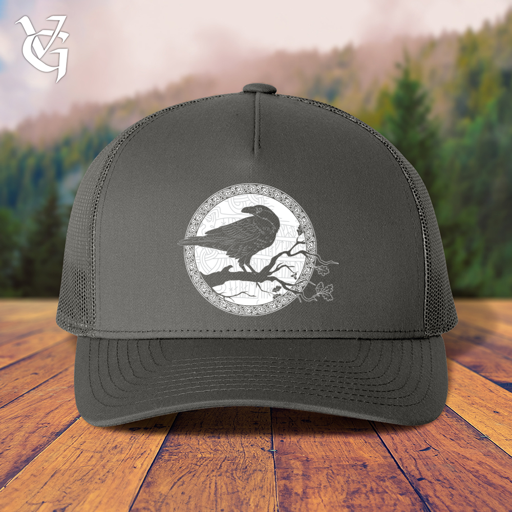 Viking Goods White Winter Raven Trucker Cap Charcoal
