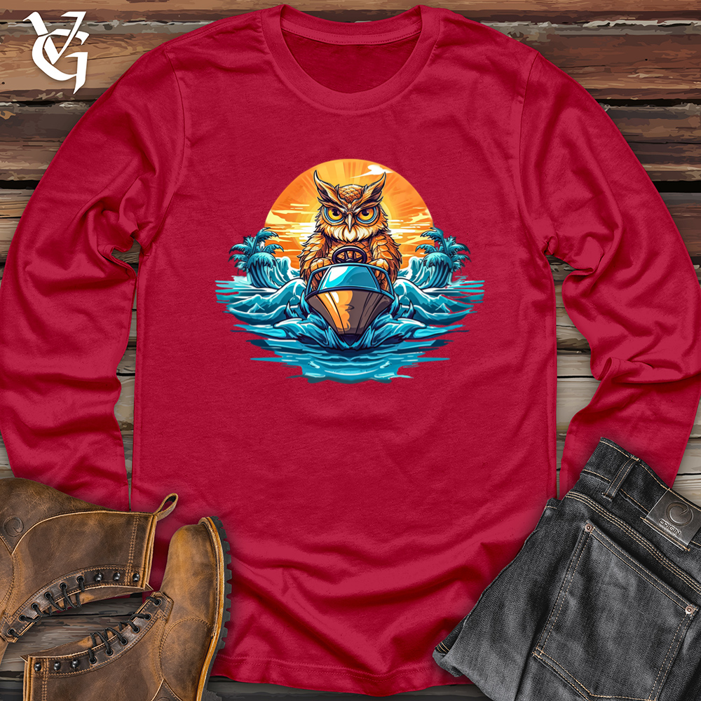 Viking Goods Owl Boating Softstyle Long Sleeve Cherry Red / L