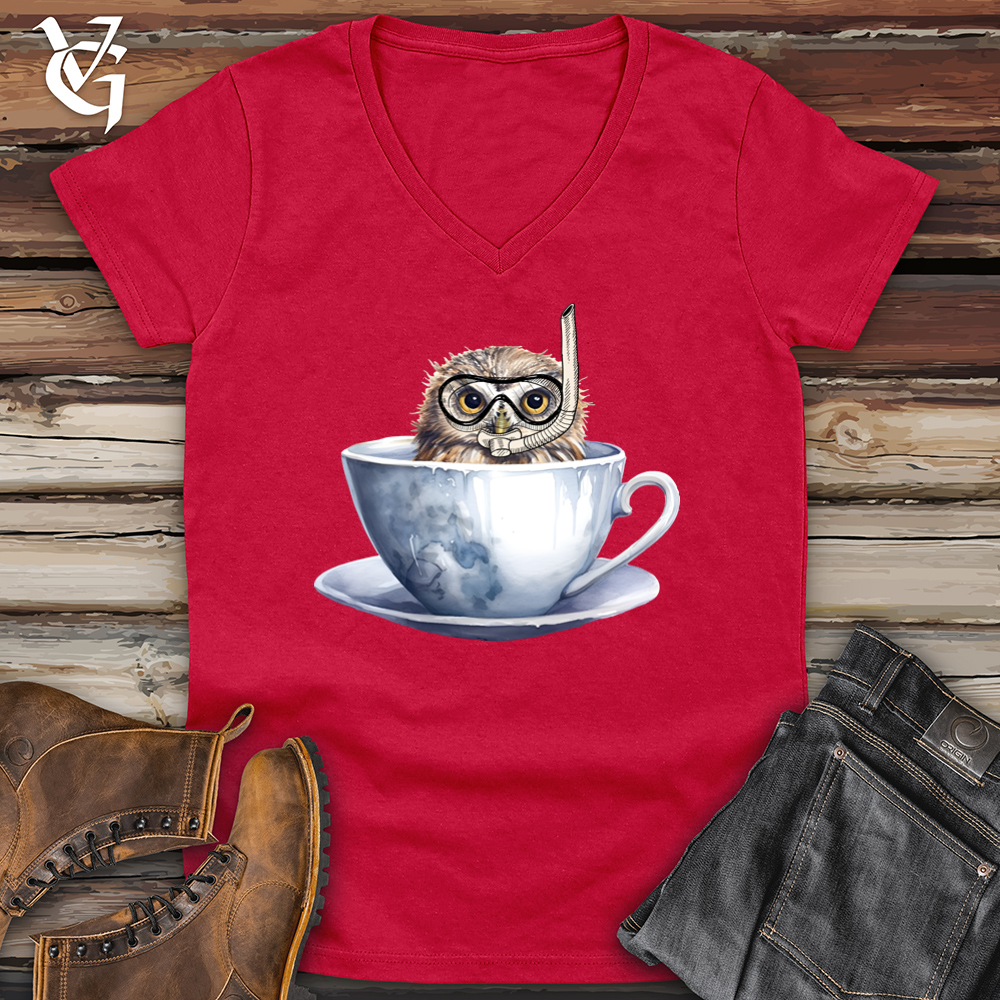 Viking Goods Snorkeling Owl Softstyle V-Neck Cherry Red / L