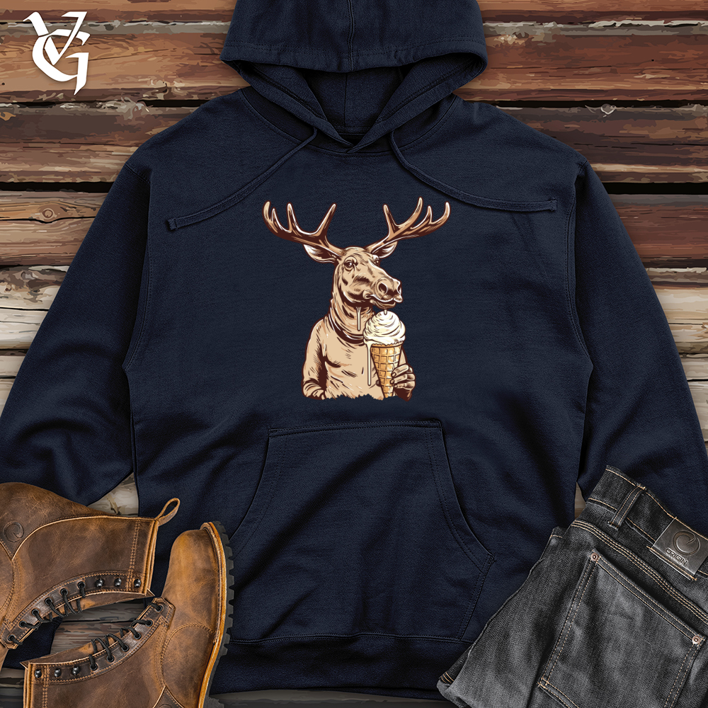 Viking Goods Antlered Ice Cream Balancer Midweight Hooded Sweatshirt Classic Navy / L