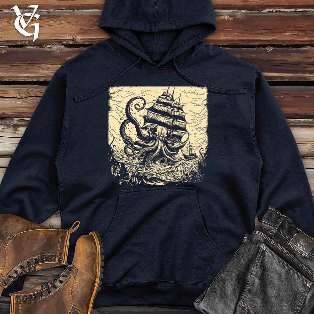 Viking Goods Kraken At Sea Midweight Hooded Sweatshirt Classic Navy / L