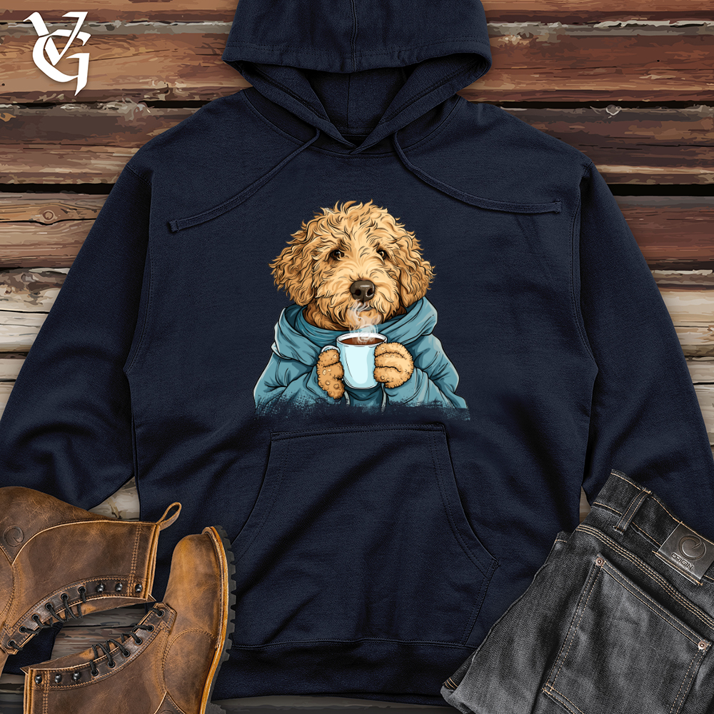 Viking Goods Labradoodle Cozy Beverage Midweight Hooded Sweatshirt Classic Navy / L