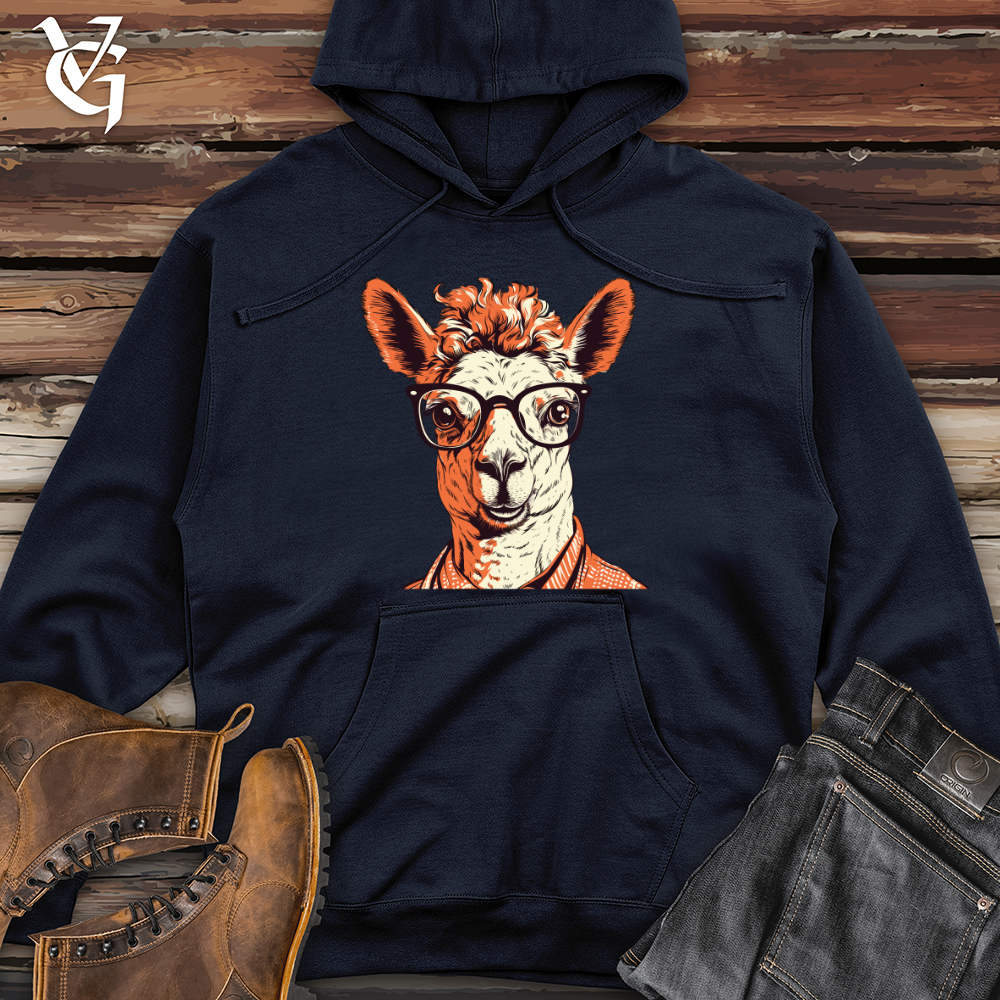 Viking Goods Llama Geek Chic Midweight Hooded Sweatshirt Classic Navy / L