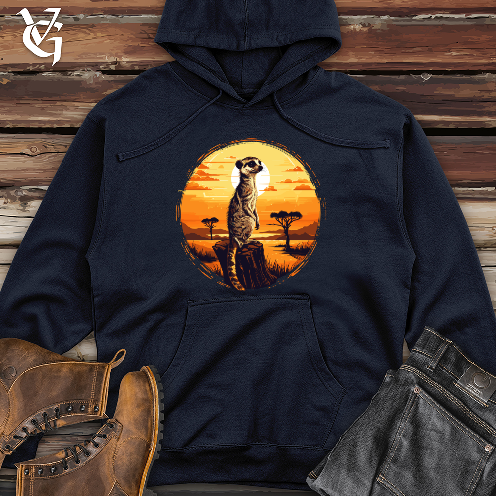 Viking Goods Meerkat Safari Sunset Midweight Hooded Sweatshirt Classic Navy / L