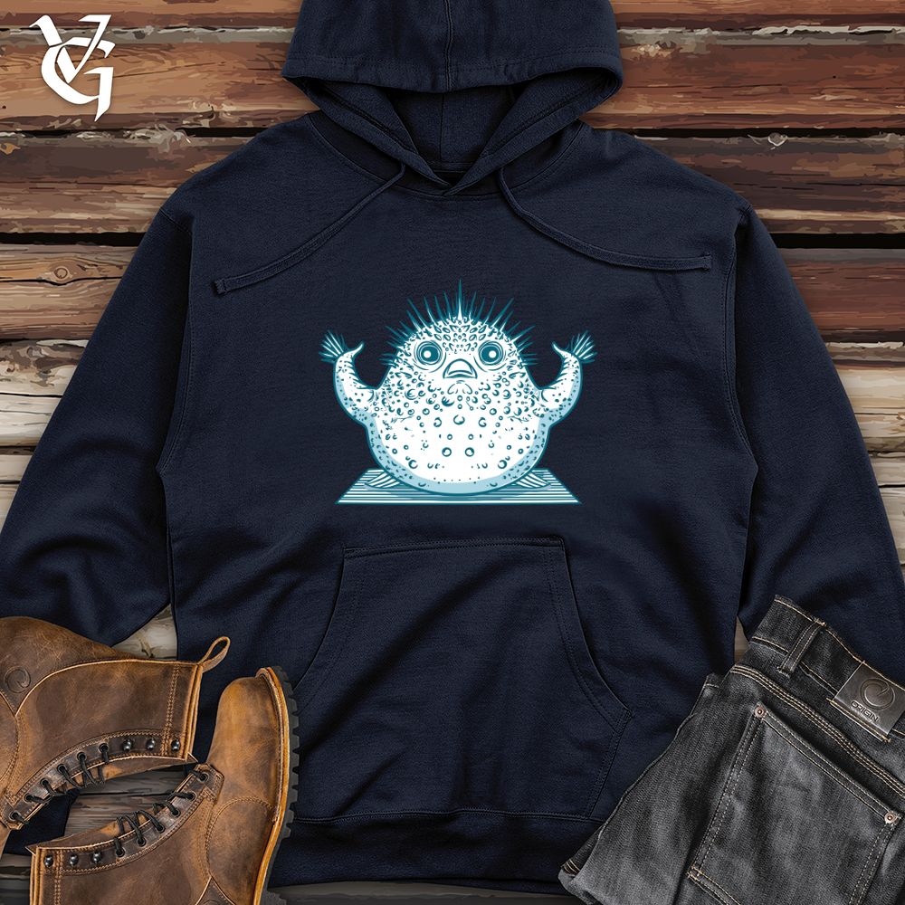 Viking Goods Pufferfish Yoga Pose Midweight Hooded Sweatshirt Classic Navy / L