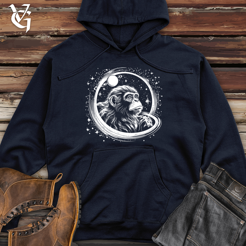 Viking Goods Retro Cosmic Monkey Midweight Hooded Sweatshirt Classic Navy / L