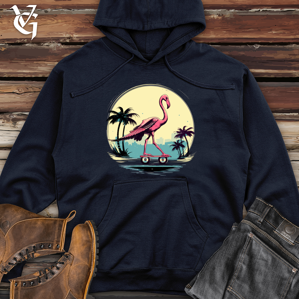 Viking Goods Skateboarding Flamingo Sunset Midweight Hooded Sweatshirt Classic Navy / L