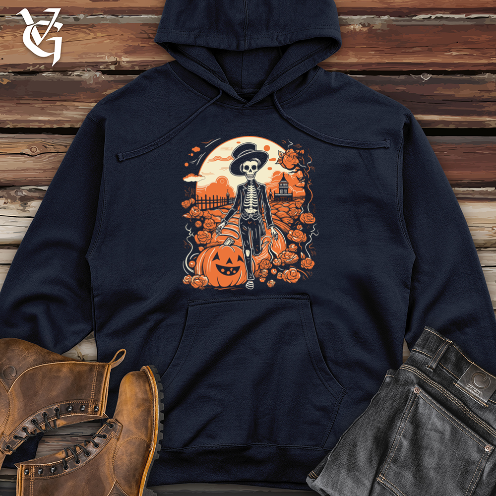 Viking Goods Whimsical Peach Haunting Midweight Hooded Sweatshirt Classic Navy / L