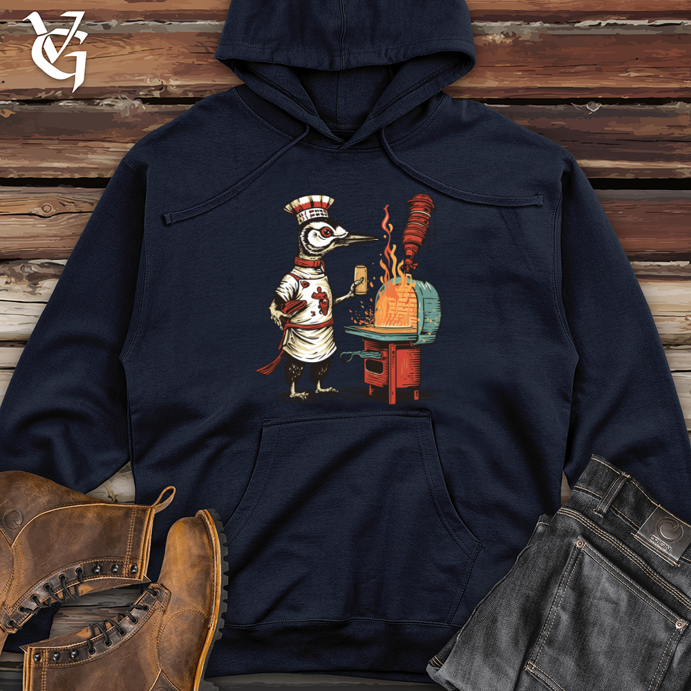 Viking Goods Woodpecker Grill Master Midweight Hooded Sweatshirt Classic Navy / L