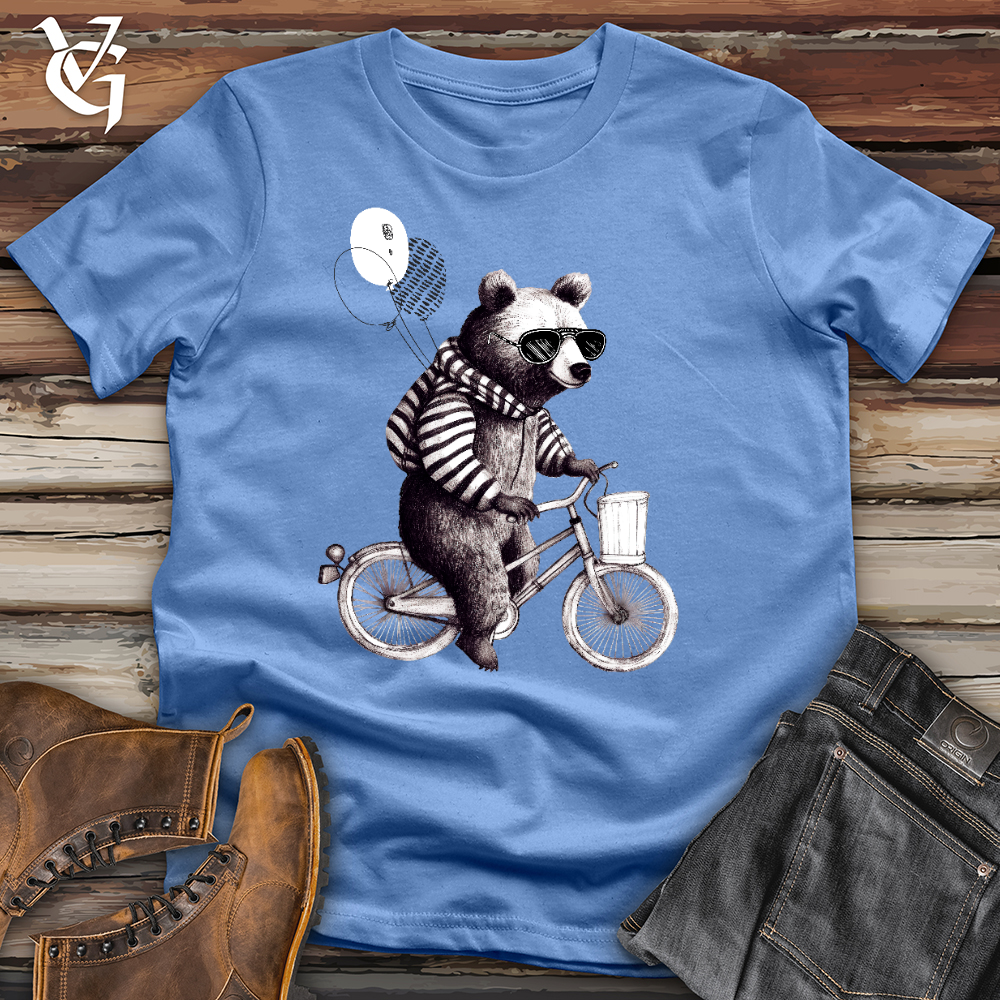 Viking Goods Bear Biker Cotton Tee Columbia Blue / L
