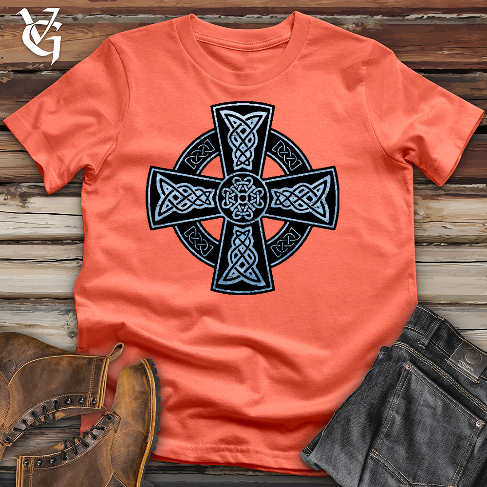 Viking Goods Icy Celtic Cross Cotton Tee Coral / L