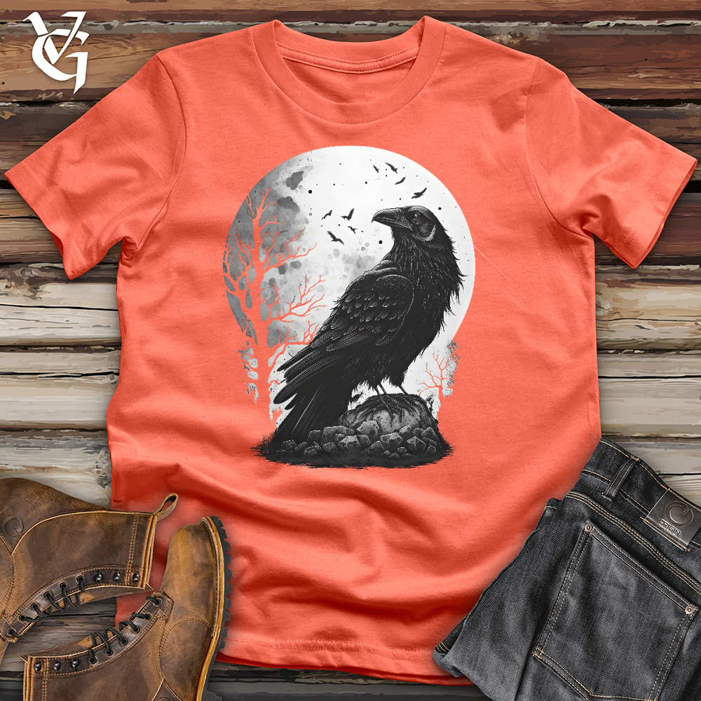 Viking Goods Midnight Raven Perch Cotton Tee Coral / L