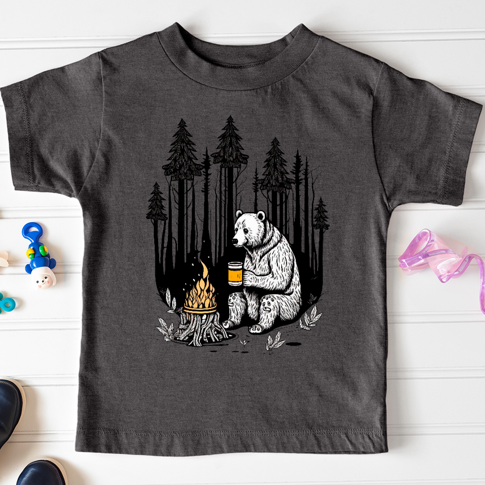 Viking Goods Bear Happy Hour Toddler Tee Dark Grey Heather / 2T