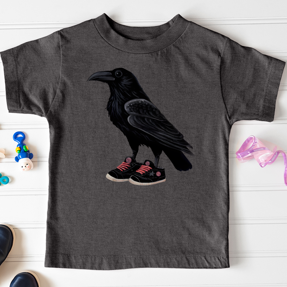 Viking Goods Raven Wearing Sneakers Toddler Tee Dark Grey Heather / 2T