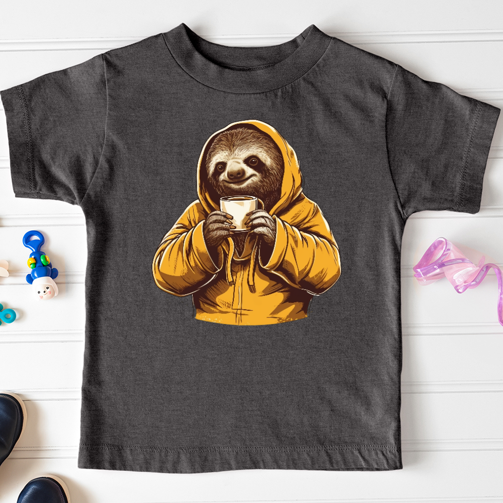 Viking Goods Sloth Coffee Toddler Tee Dark Grey Heather / 2T