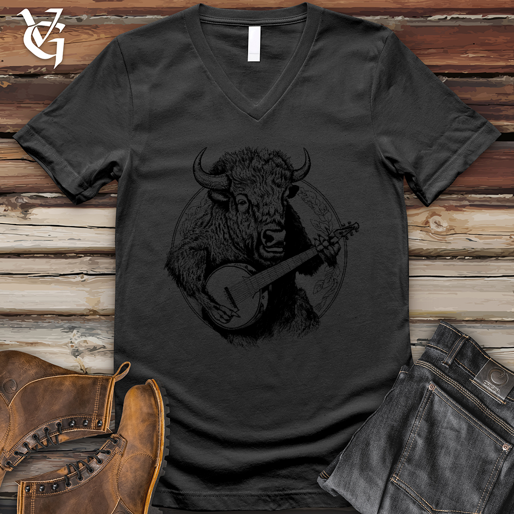 Viking Goods Banjo Bison V-Neck Tee Dark Grey / L