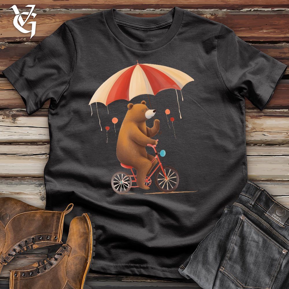 Viking Goods Bear Biking In The Rain Cotton Tee Dark Grey / L