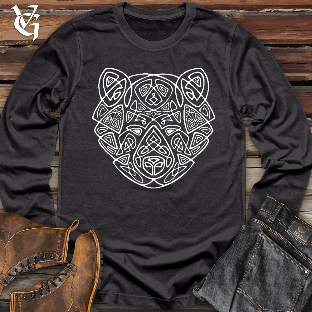 Viking Goods Bear Head Celtic Style Long Sleeve Dark Grey / L