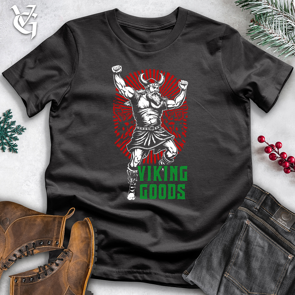 Viking Goods Dancing Viking Santa Cotton Tee Dark Grey / L