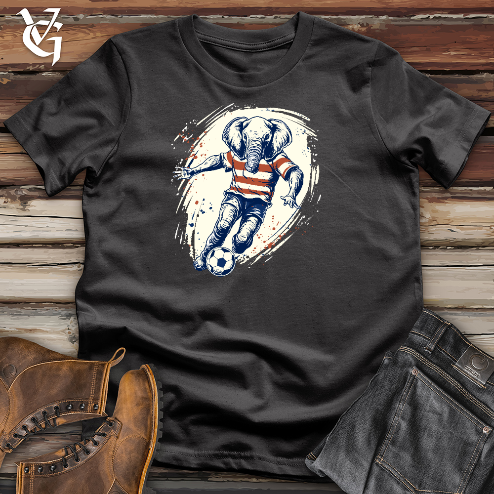 Viking Goods Elephant Playing Football Cotton Tee Dark Grey / L
