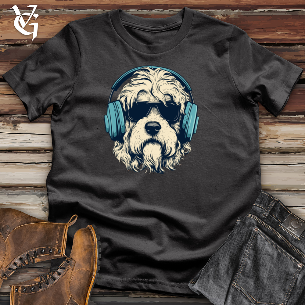 Viking Goods Headphone Rocking Doodle Pooch Cotton Tee Dark Grey / L