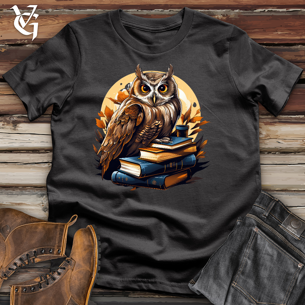 Viking Goods Owl Reading Books Cotton Tee Dark Grey / L