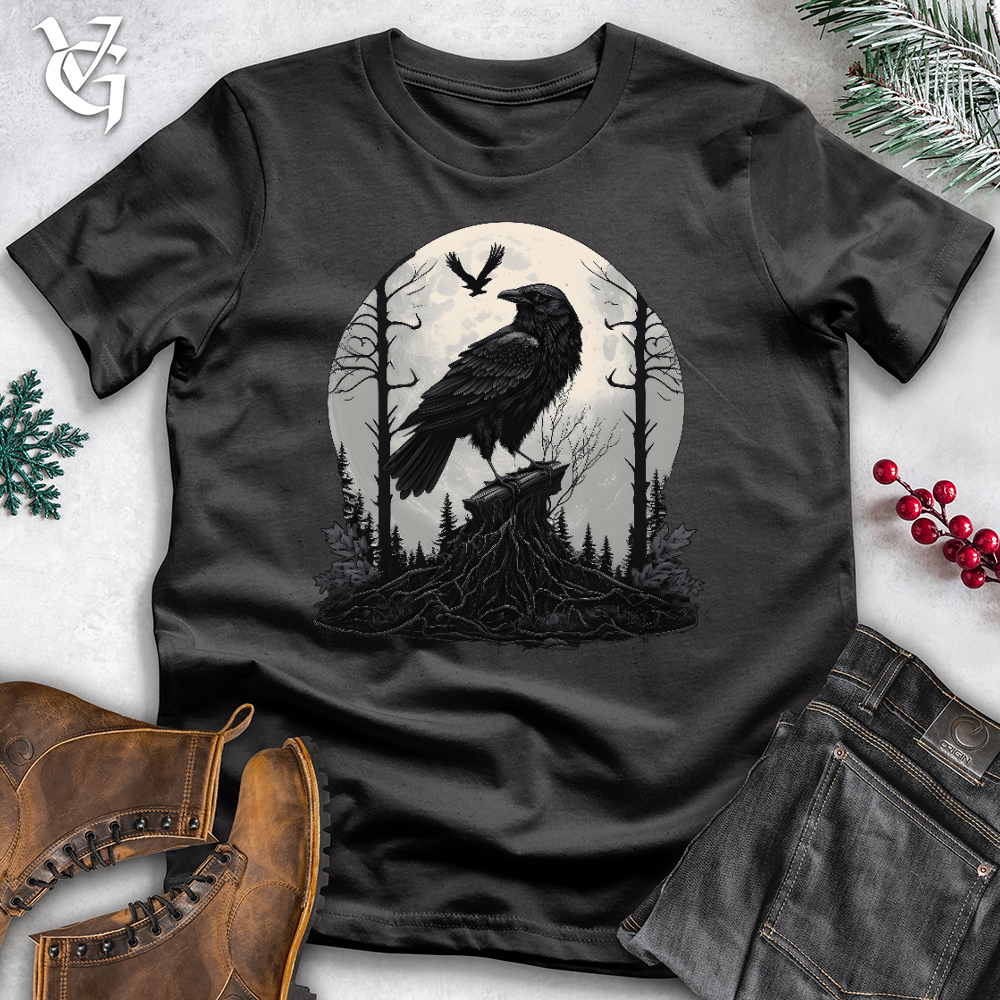 Viking Goods Raven Forest Moon Cotton Tee Dark Grey / L