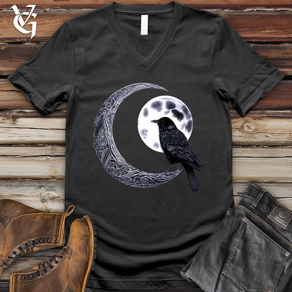 Viking Goods Raven & Moon Negotiations V- Neck Tee Dark Grey / L