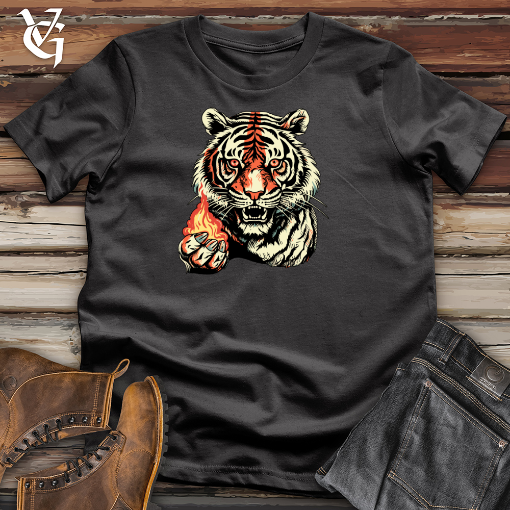 Viking Goods Retro Fire Tiger Cotton Tee Dark Grey / L