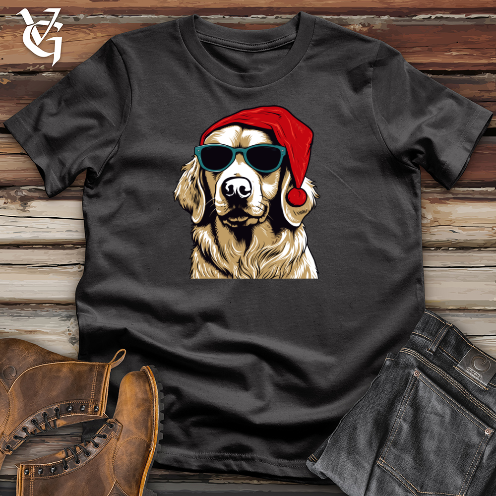 Viking Goods Santa Paws Golden Retriever Cotton Tee Dark Grey / L
