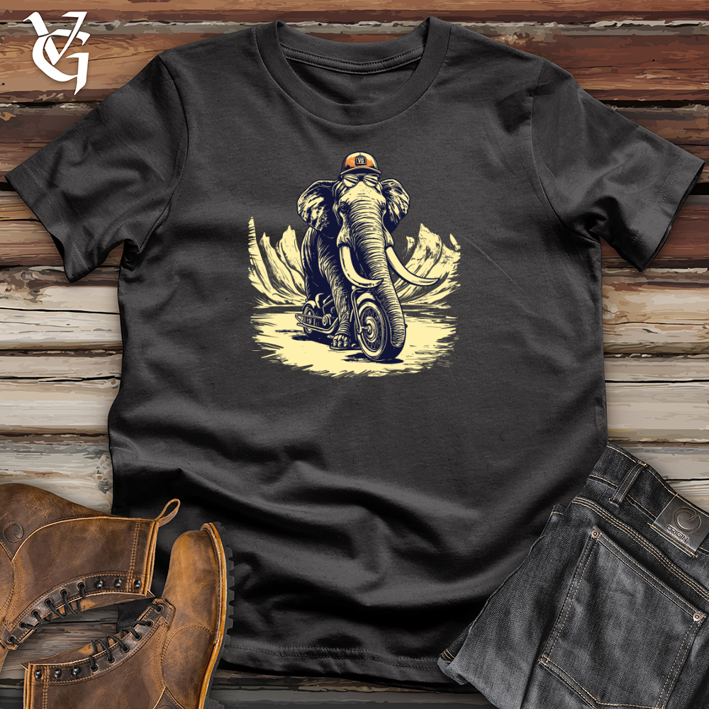 Viking Goods Scooter Adventure Wooly Mammoth Style Cotton Tee Dark Grey / L