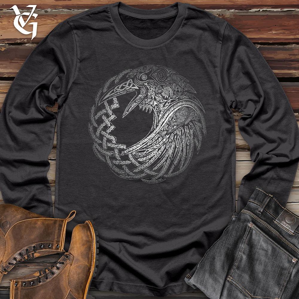 Viking Goods Silver Glass Raven Long Sleeve Dark Grey / L