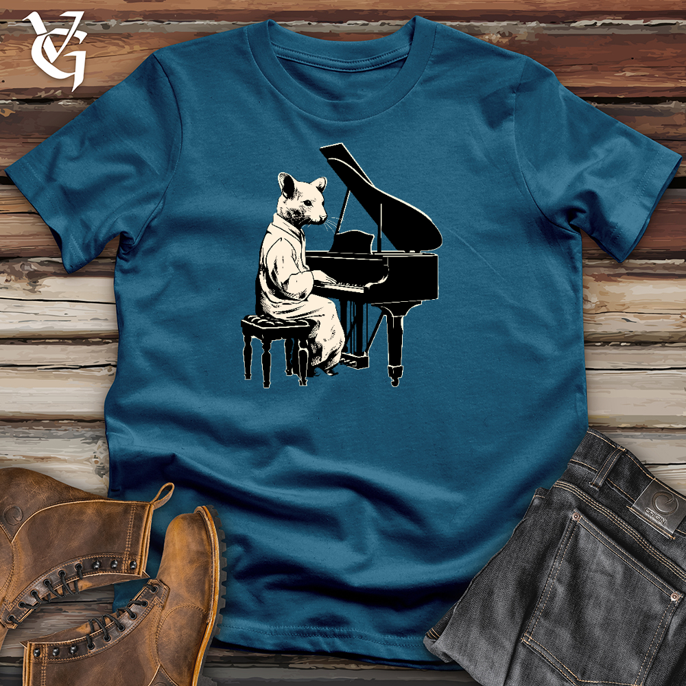 Viking Goods A Mouse Playing Piano Cotton Tee Deep Teal / L