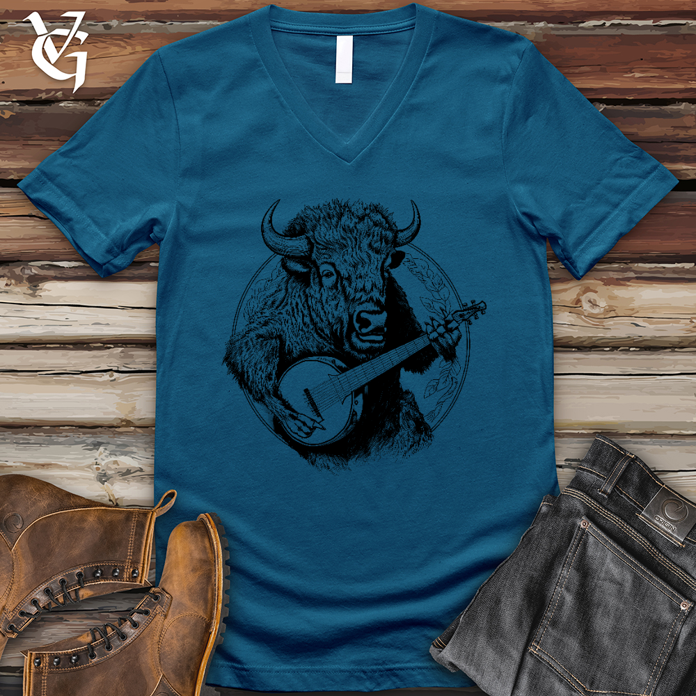 Viking Goods Banjo Bison V-Neck Tee Deep Teal / L