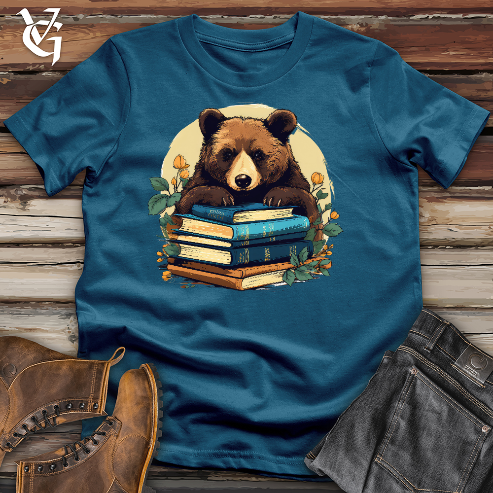Viking Goods Book Worm Bear Cotton Tee Deep Teal / L