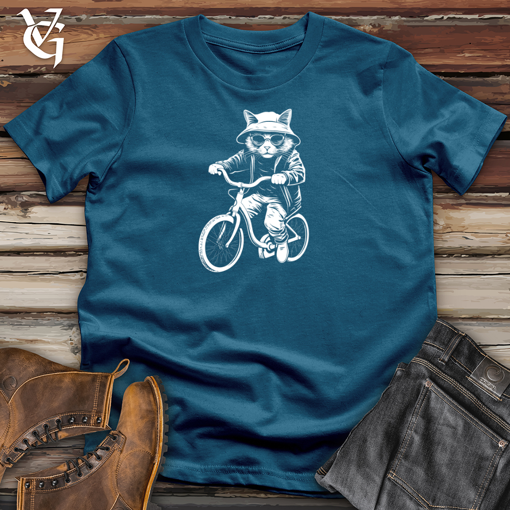 Viking Goods Feline Cycle Whisker Jaunt Adventure Cotton Tee Deep Teal / L