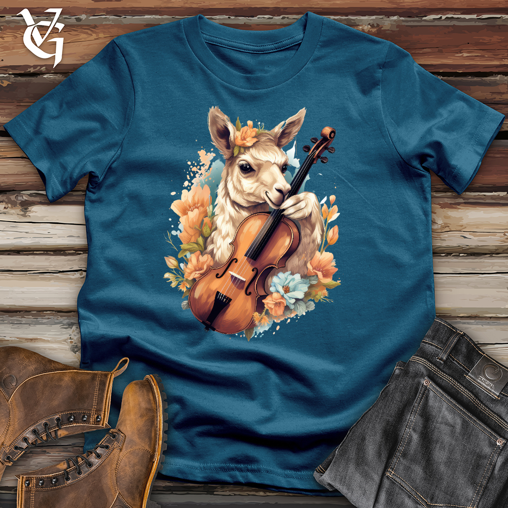 Viking Goods Llama Violinist Cotton Tee Deep Teal / L