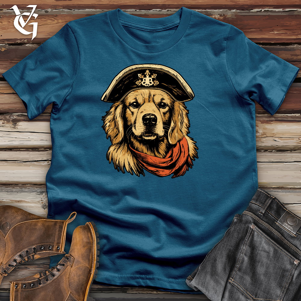 Viking Goods Pirate Pup Golden Retriever Cotton Tee Deep Teal / L
