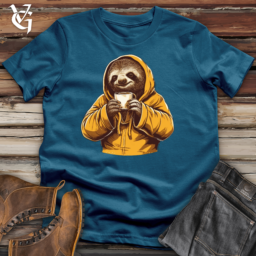Viking Goods Sloth Coffee Cotton Tee Deep Teal / L