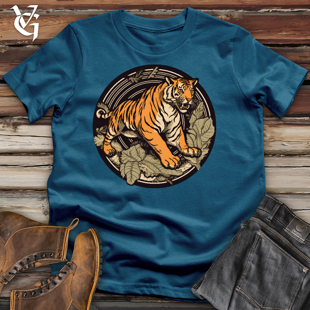 Viking Goods Tiger In The Midnight Cotton Tee Deep Teal / L