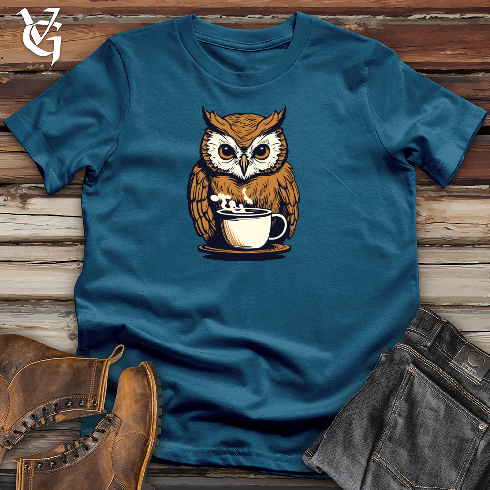 Viking Goods Vintage Cocoa Owl Cotton Tee Deep Teal / L